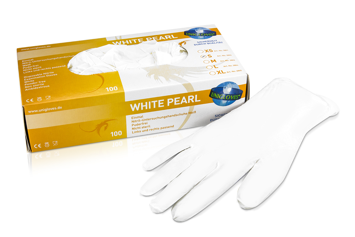 Nitrile gloves White Pearl size S