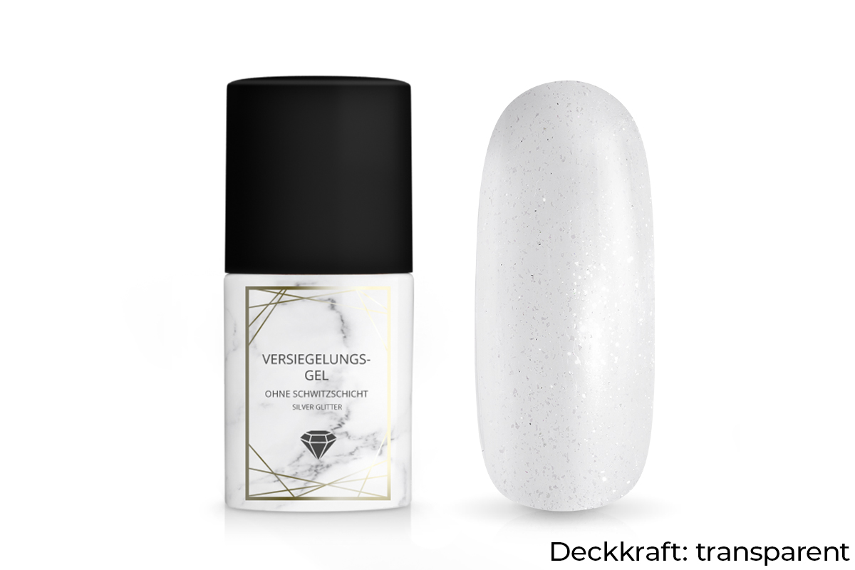 Jolifin LAVENI PRO - Versiegelungs-Gel ohne Schwitzschicht silver Glitter 11ml