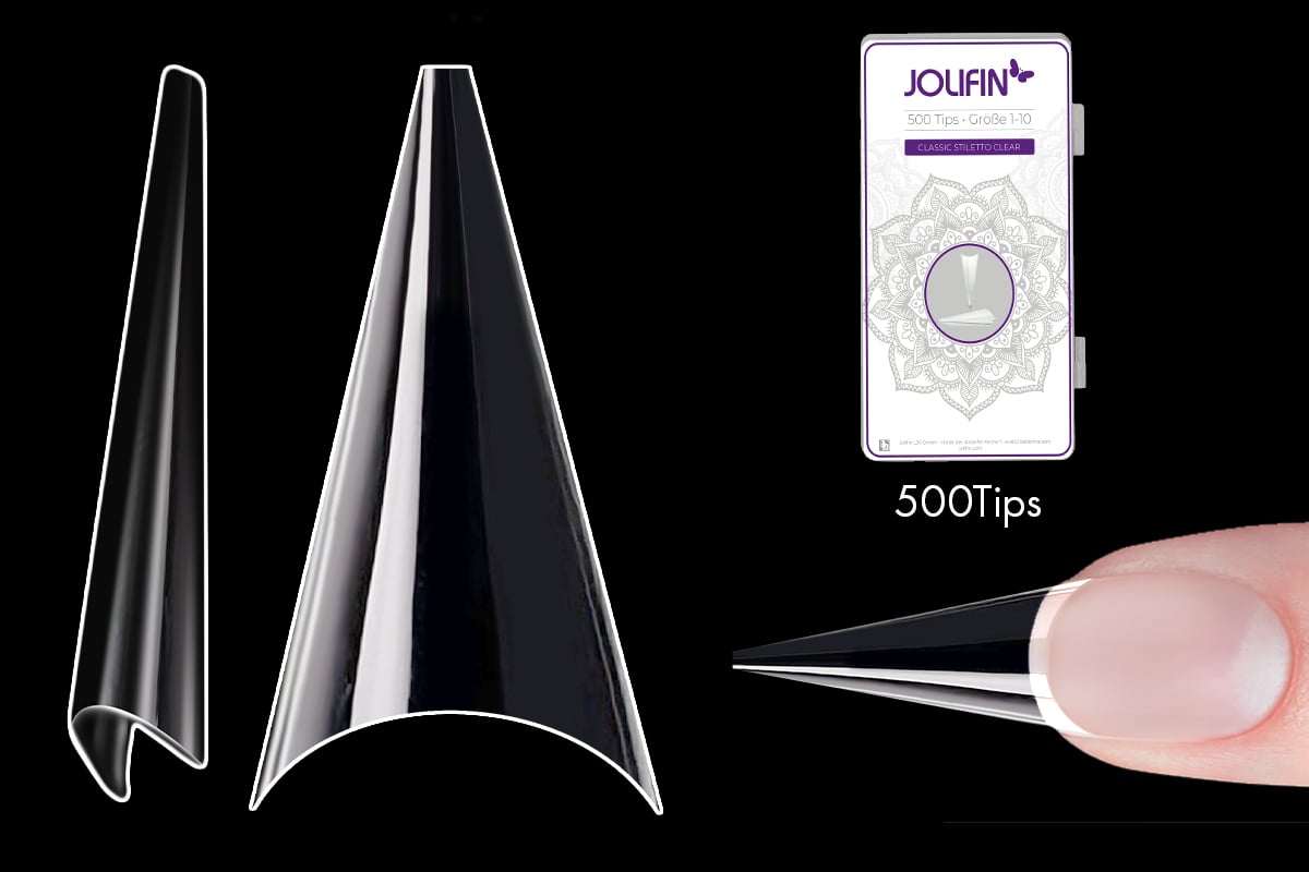 Jolifin 500er Tipbox classic Stiletto clear