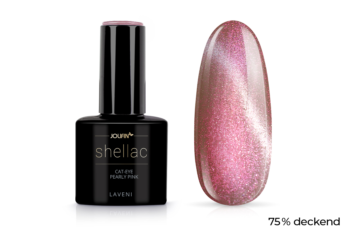 Jolifin LAVENI Shellac - Cat-Eye pearly pink 10ml