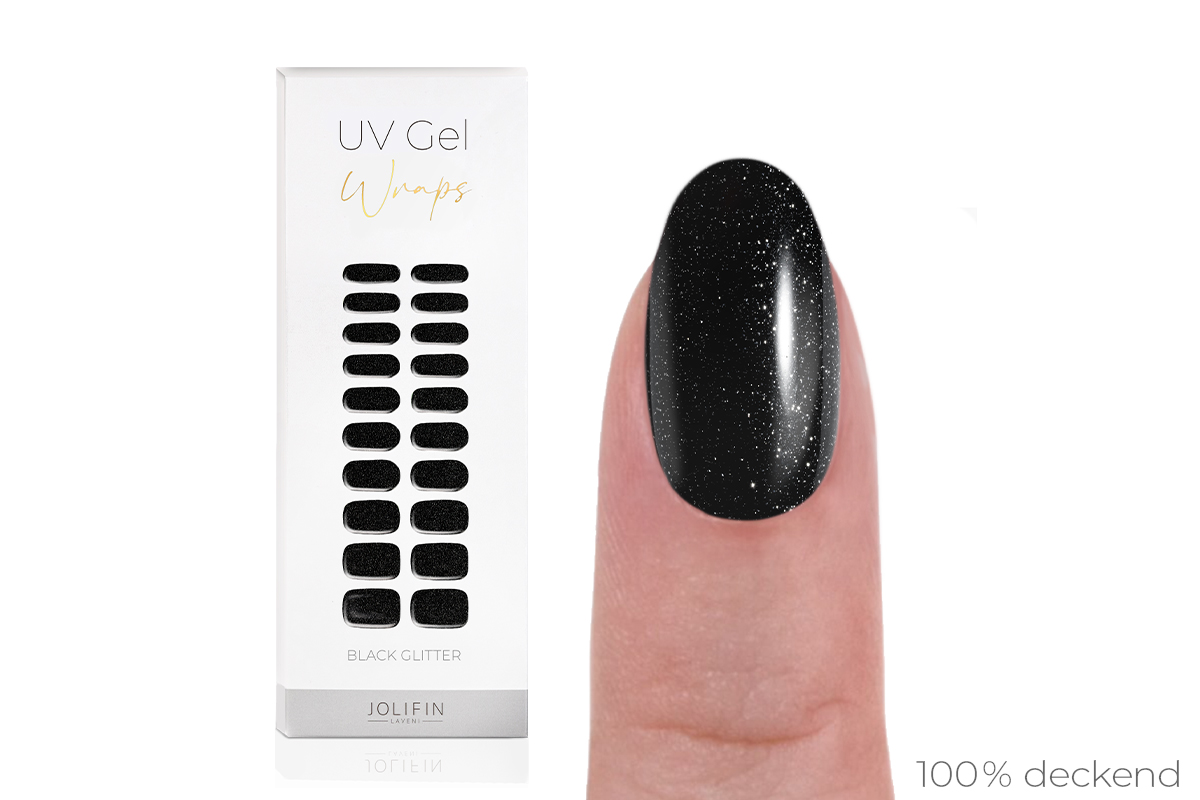 Jolifin LAVENI UV Gel Wraps - black Glitter