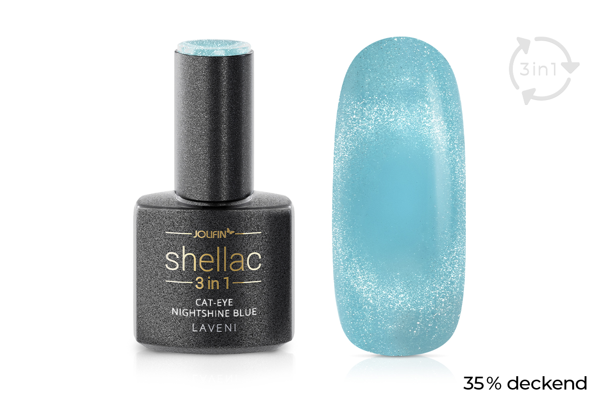 Jolifin LAVENI 3in1 Shellac - Cat-Eye Nightshine blue 10ml