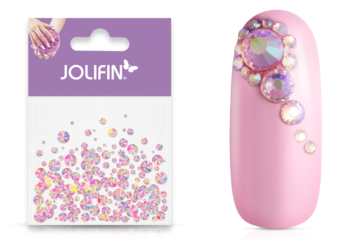 Jolifin Rhinestones 500 pcs - rosy iridescent mix