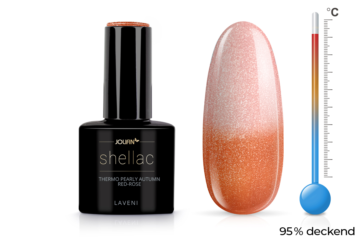 Jolifin LAVENI Shellac - Thermo pearly autumn red-rose 10ml