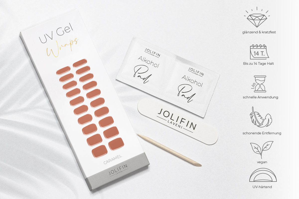 Jolifin LAVENI UV Gel-Wraps - caramel