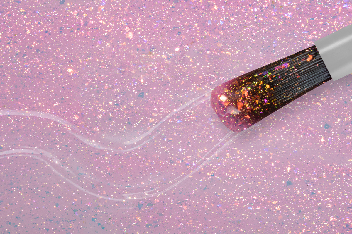Jolifin LAVENI Shellac - Jelly Glas aurora Flakes pink 10ml