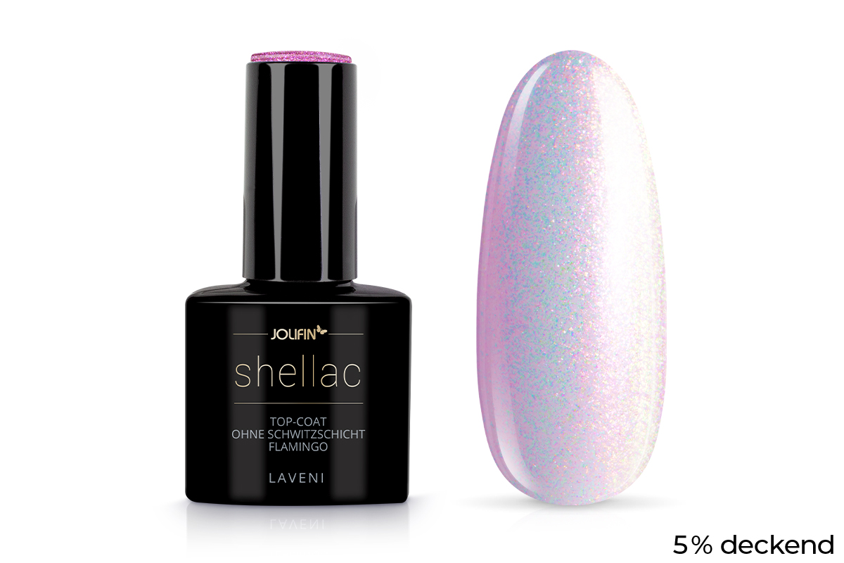 Jolifin LAVENI Shellac - Top-Coat ohne Schwitzschicht flamingo 10ml