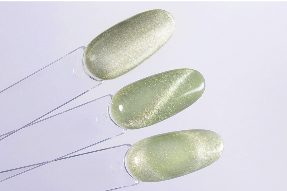 Jolifin LAVENI Shellac - Cat-Eye fairy green 10ml