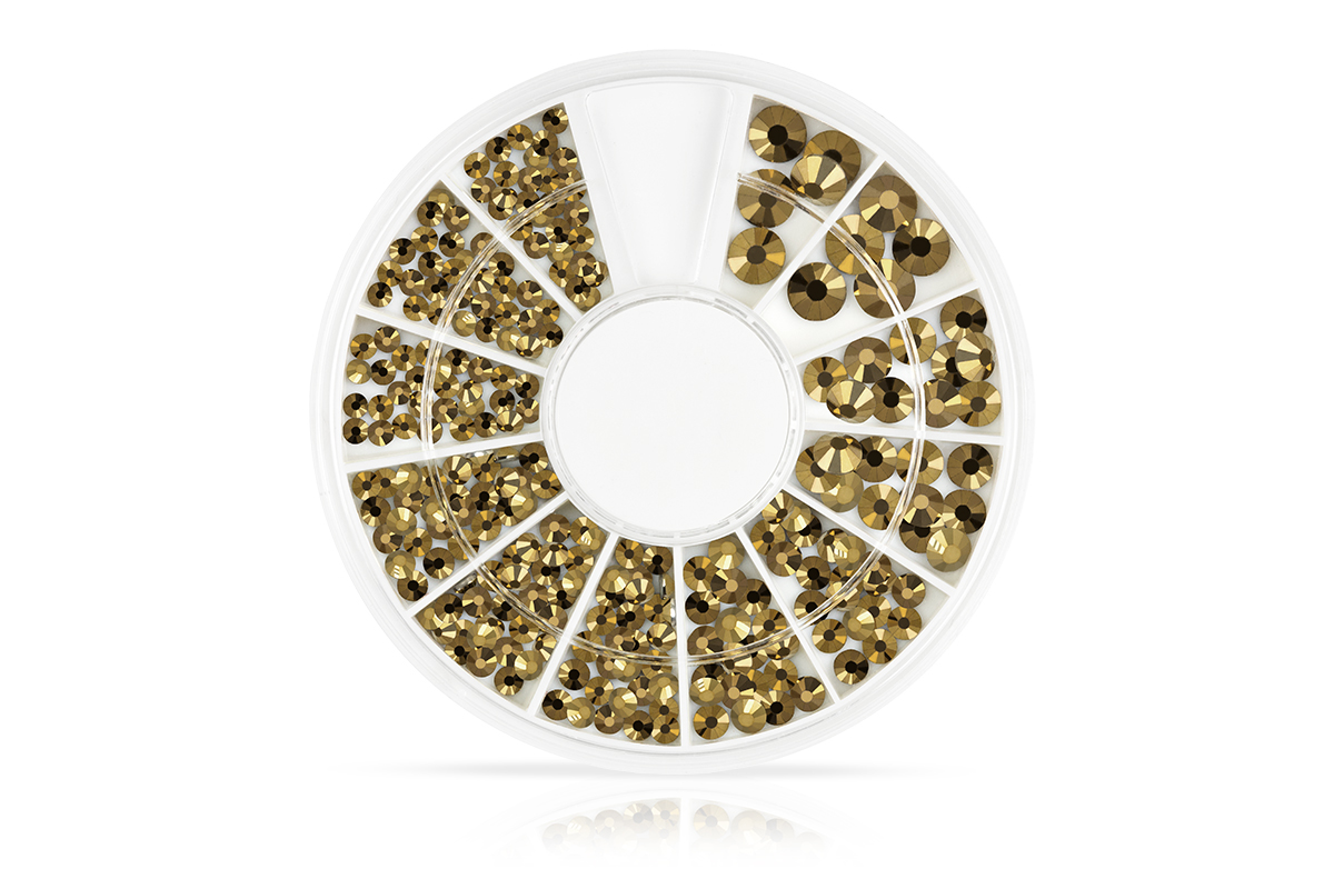 Jolifin rhinestone display metallic gold