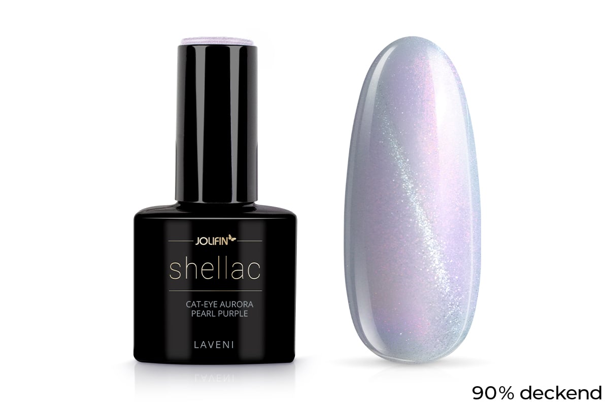 Jolifin LAVENI Shellac - Cat-Eye aurora pearl purple 10ml