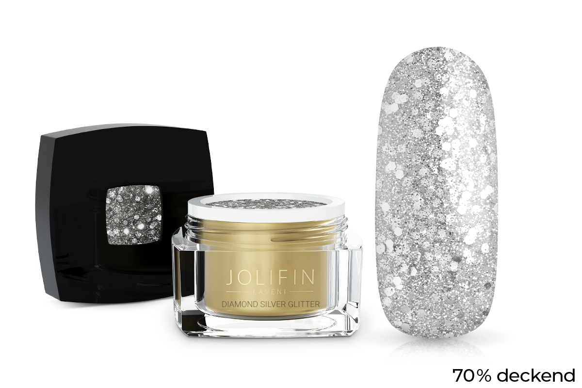 Jolifin LAVENI Colour Gel - diamond silver Glitter 5ml