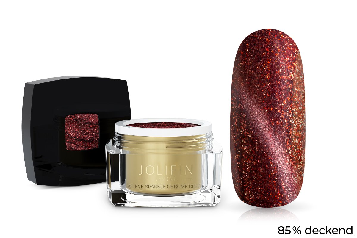 Jolifin LAVENI Colour Gel - Cat-Eye sparkle chrome copper 5ml