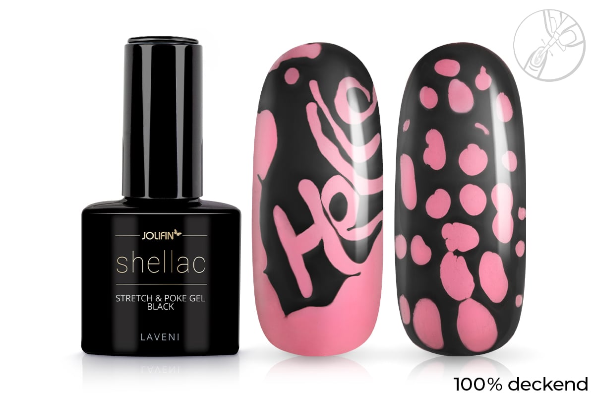 Jolifin LAVENI Shellac - Stretch & Poke Gel black 10ml