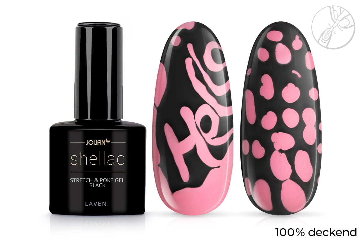 Jolifin LAVENI Shellac - Stretch & Poke Gel black 10ml