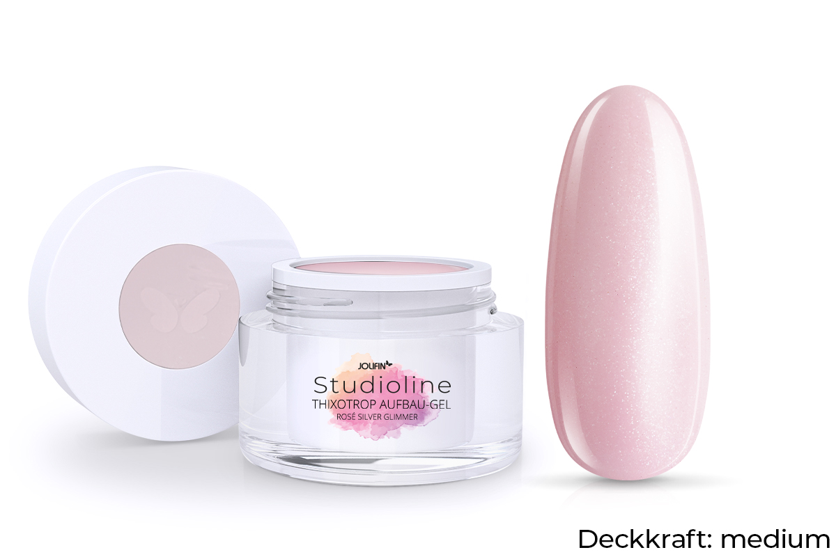 Jolifin Studioline - Thixotrop Aufbau-Gel rosé silver Glimmer 30ml