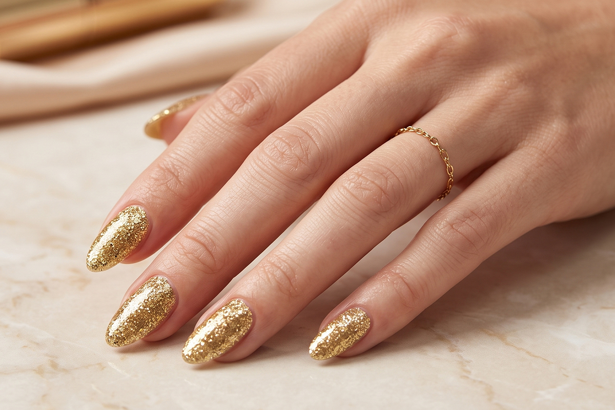 Jolifin LAVENI Farbgel - goldy Glitter 5ml