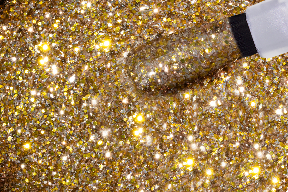 Jolifin LAVENI Shellac - sparkling gold 10ml