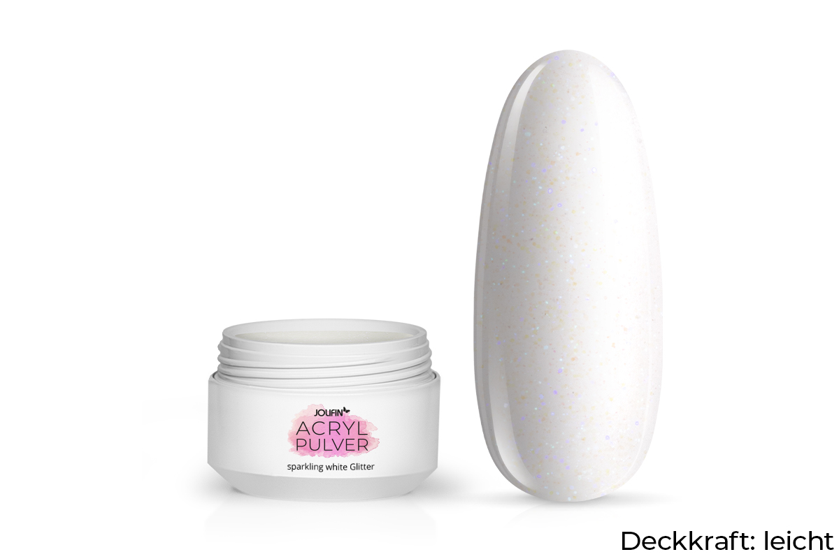Jolifin Acryl Farbpulver - sparkling white Glitter 5g