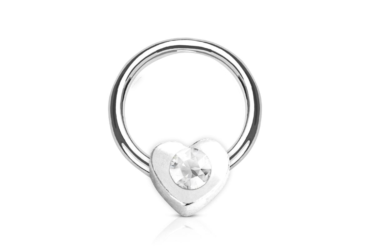 Jolifin nail piercing heart with stone - clear