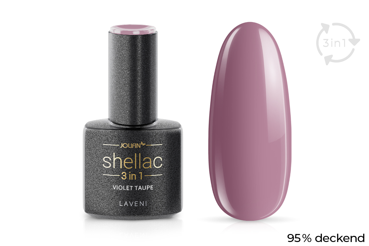 Jolifin LAVENI 3in1 Shellac - violet taupe 10ml
