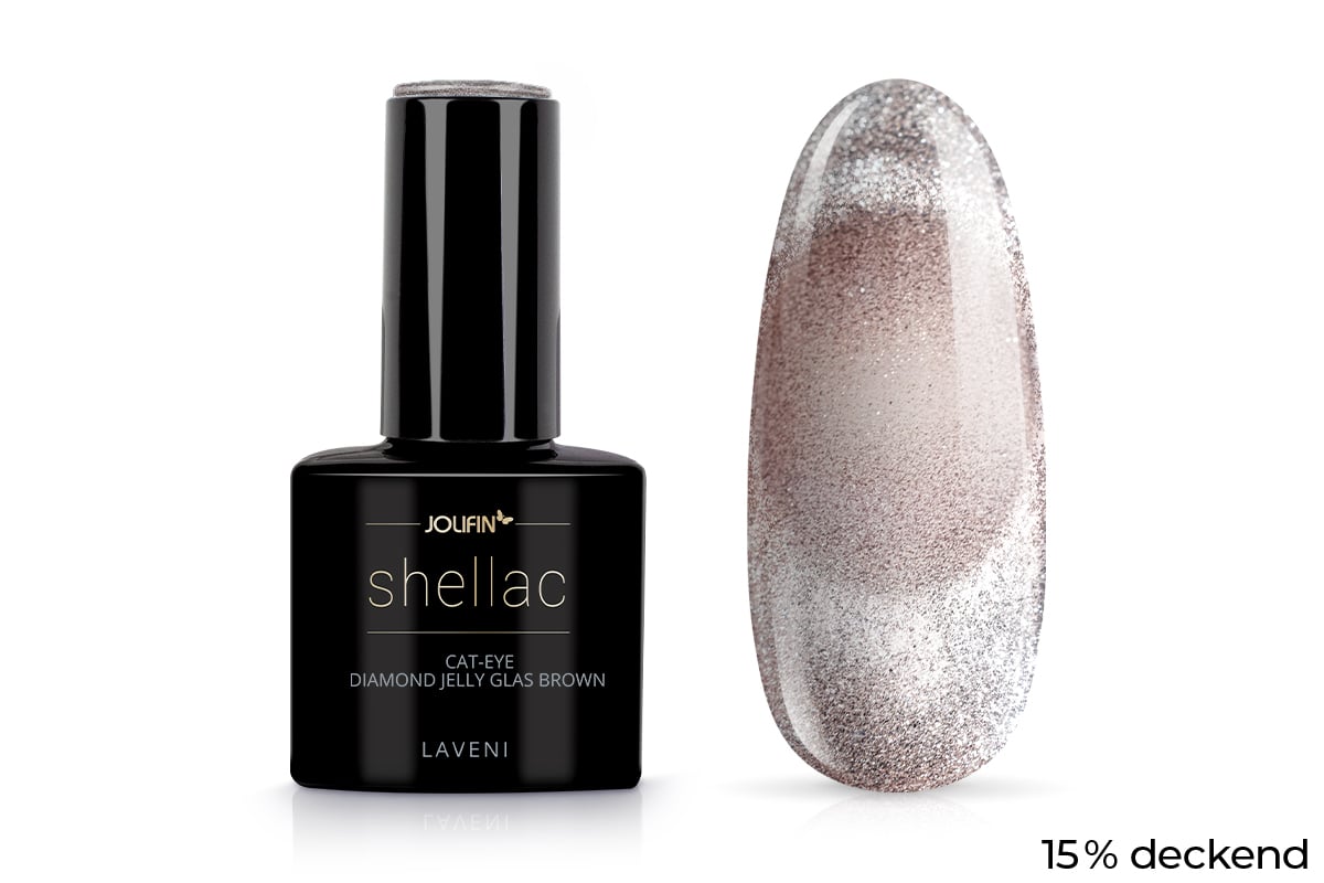 Jolifin LAVENI Shellac - Cat-Eye Diamond Jelly Glas brown 10ml