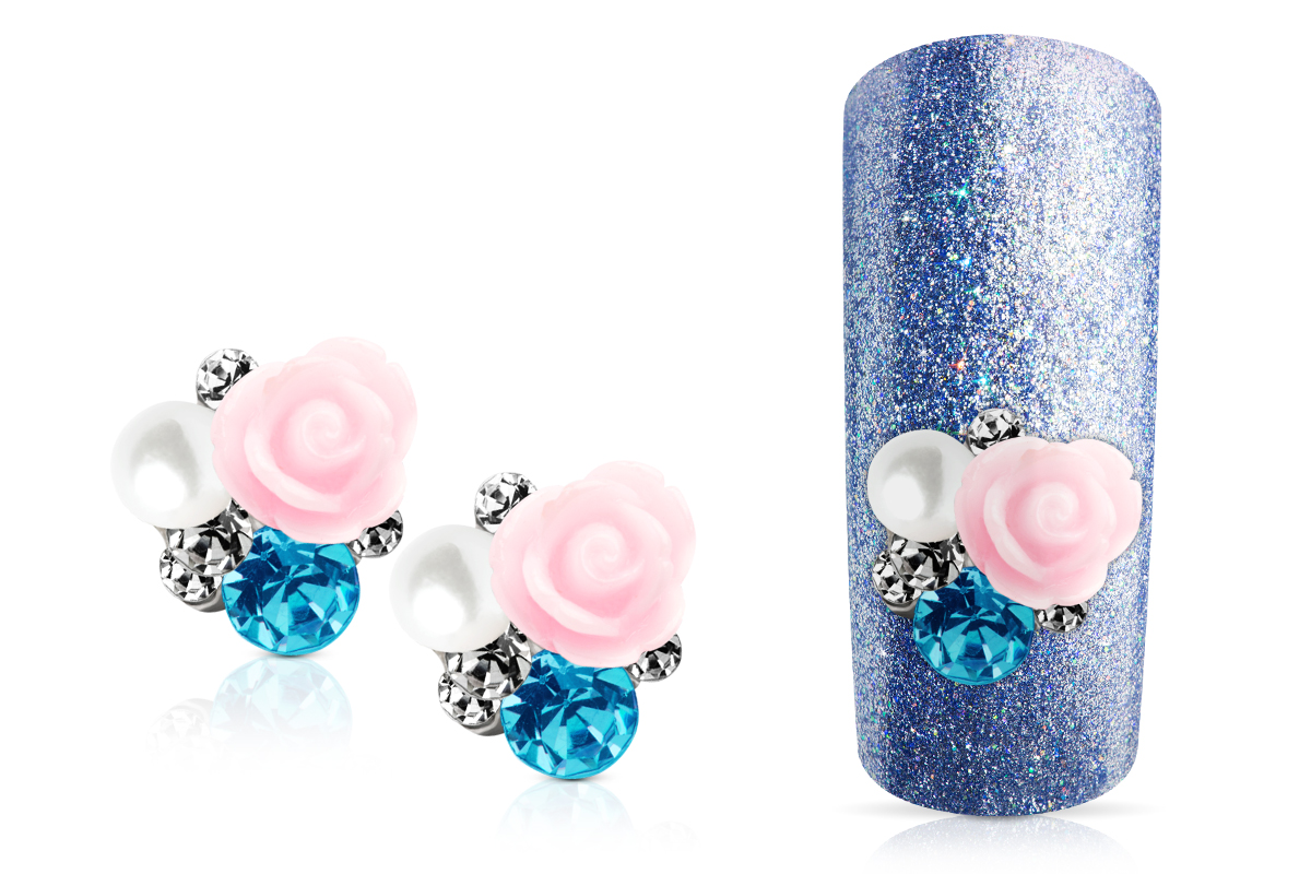 Jolifin Overlay Sapphire Rhinestone with Rose
