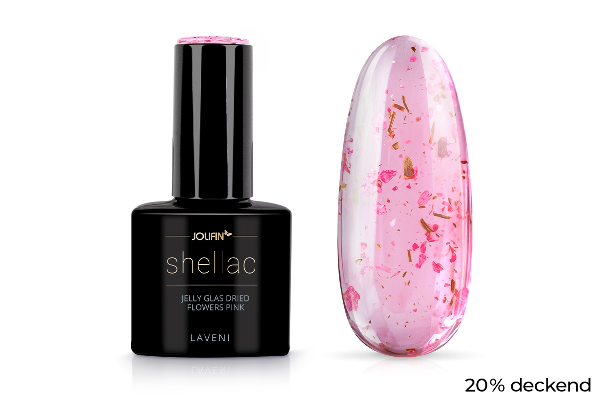 Jolifin LAVENI Shellac - Jelly Glas dried flowers pink 10ml