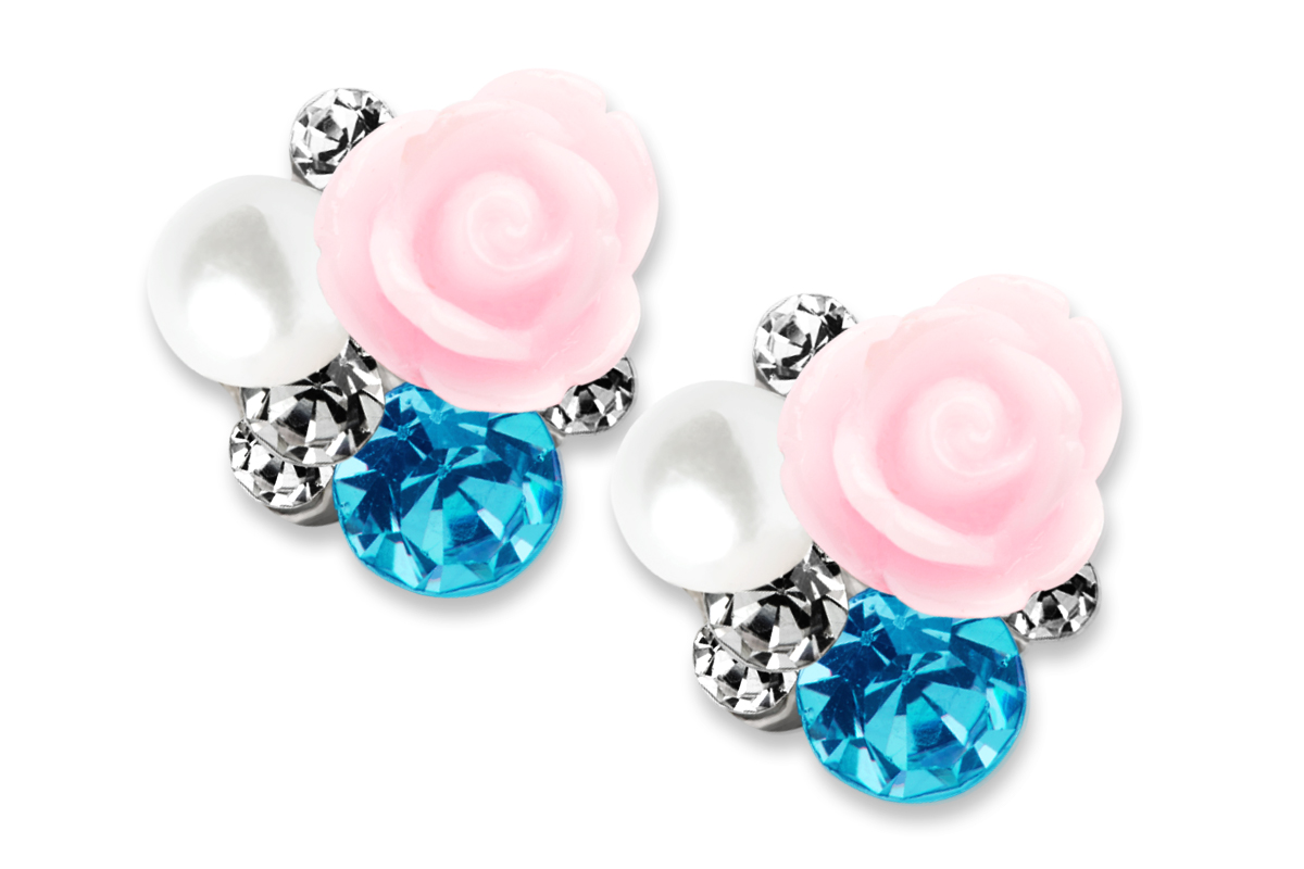Jolifin Overlay Sapphire Rhinestone with Rose