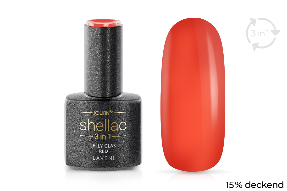 Jolifin LAVENI 3in1 Shellac - Jelly Glass red 10ml