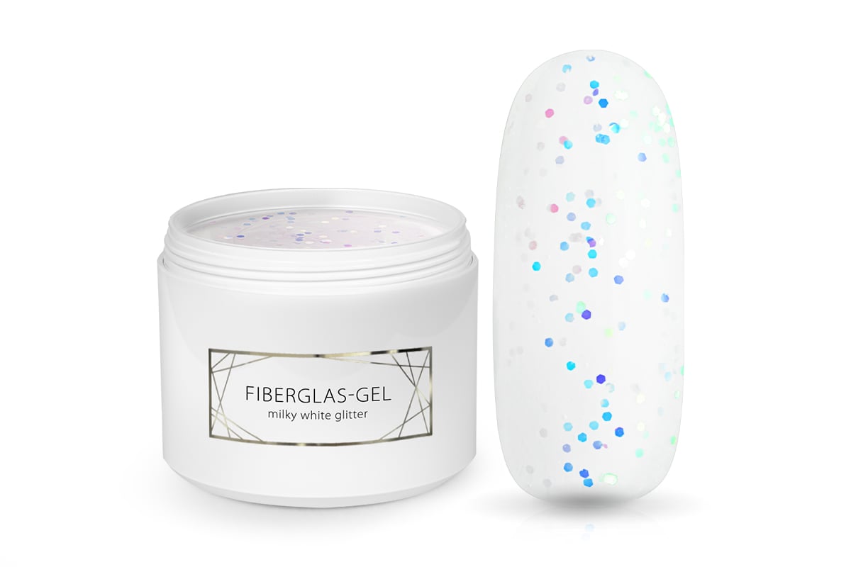 Jolifin LAVENI PRO - Fiberglas-Gel milky white Glitter 250ml