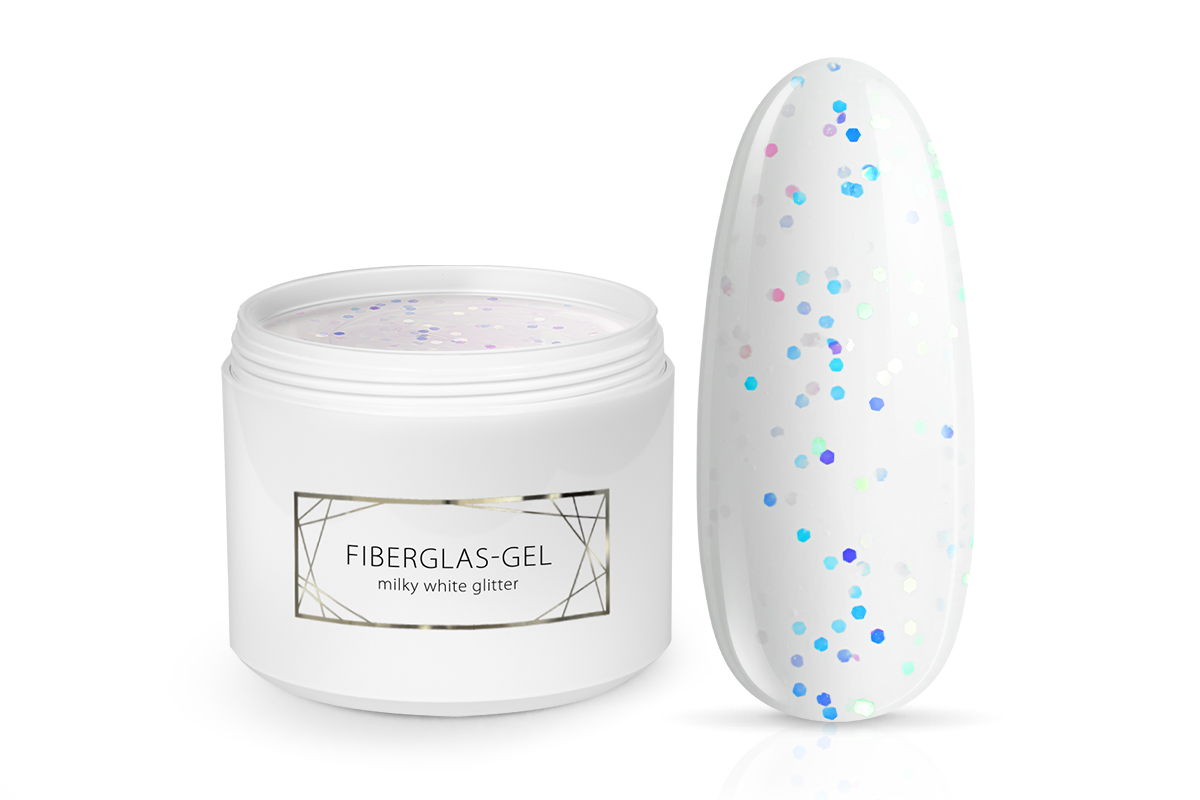 Jolifin LAVENI PRO - Fiberglas-Gel milky white Glitter 250ml