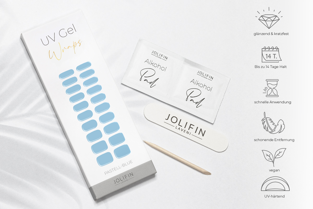 Jolifin LAVENI UV Gel-Wraps - pastell-blue