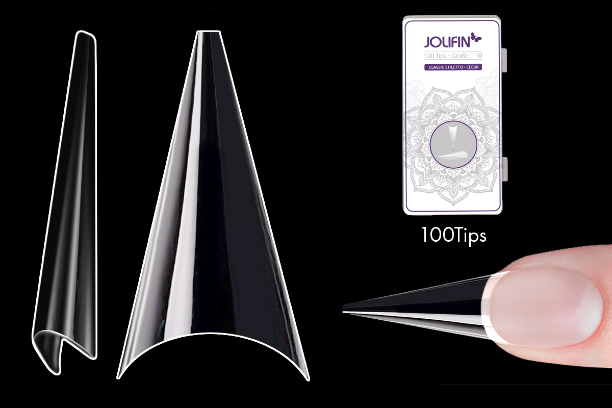 Jolifin 100er Tipbox - classic Stiletto clear