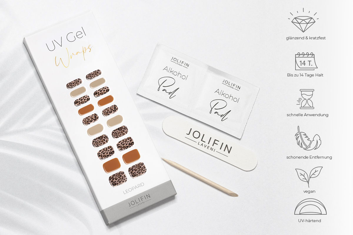 Jolifin LAVENI UV Gel-Wraps - leopard