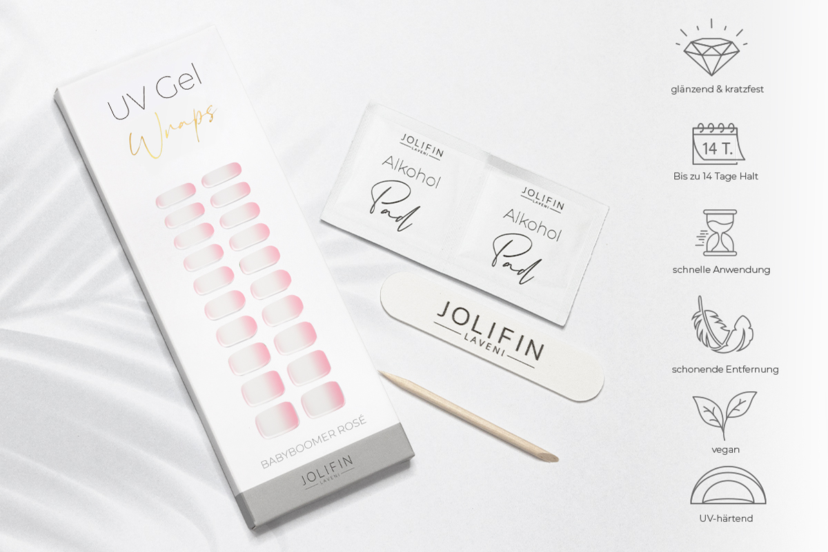 Jolifin LAVENI UV Gel-Wraps - Babyboomer rosé