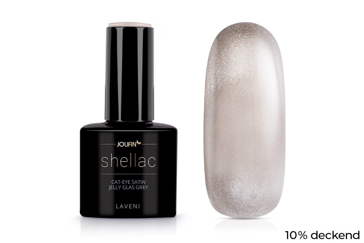 Jolifin LAVENI Shellac - Cat-Eye Satin Jelly Glass grey 10ml