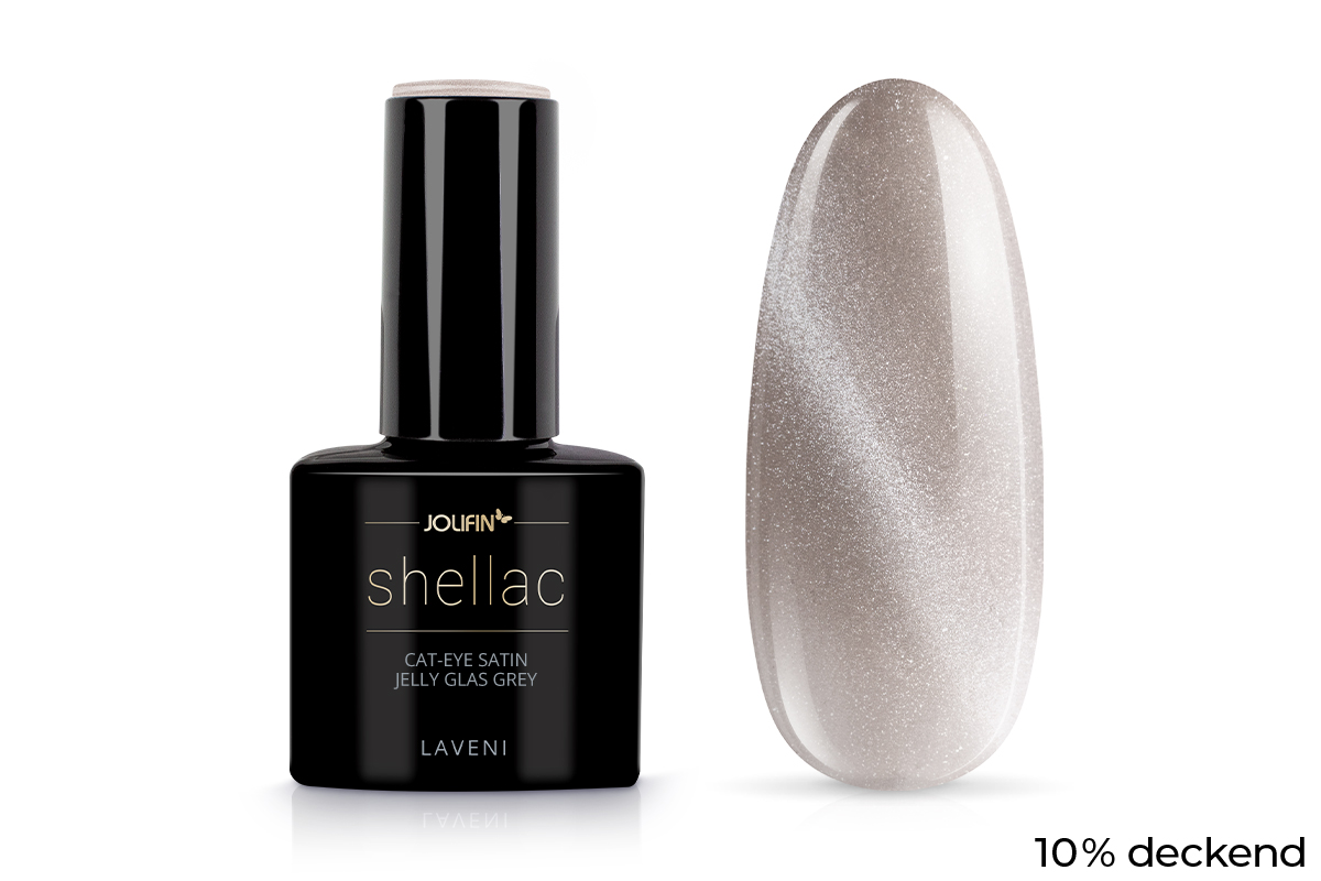 Jolifin LAVENI Shellac - Cat-Eye Satin Jelly Glas grey 10ml