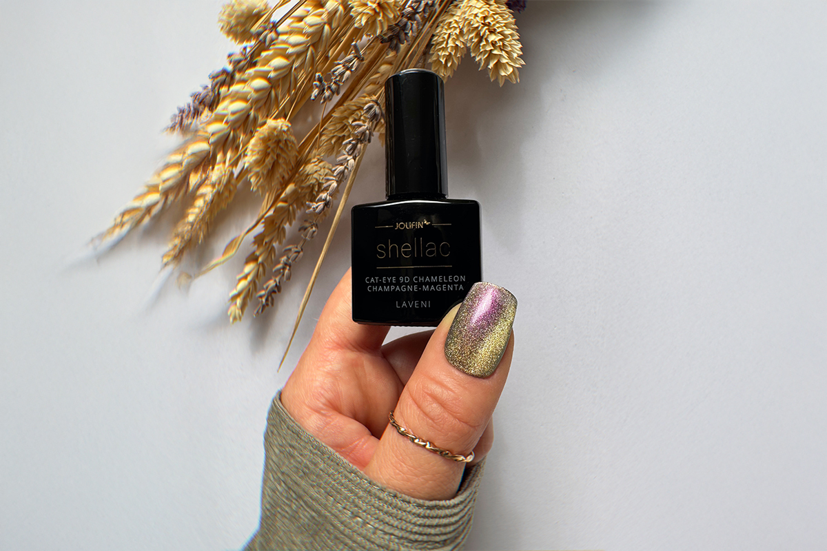 Jolifin LAVENI Shellac - Cat-Eye 9D chameleon champagne-magenta 10ml