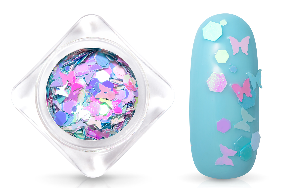 Jolifin Fantasy Glitter - pastel butterfly mix
