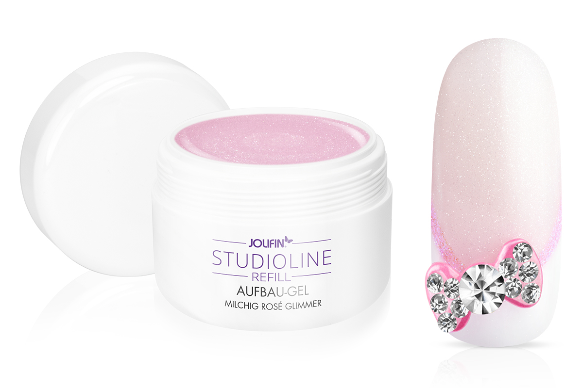 Jolifin Studioline Refill - Aufbau-Gel milchig rosé Glimmer 250ml