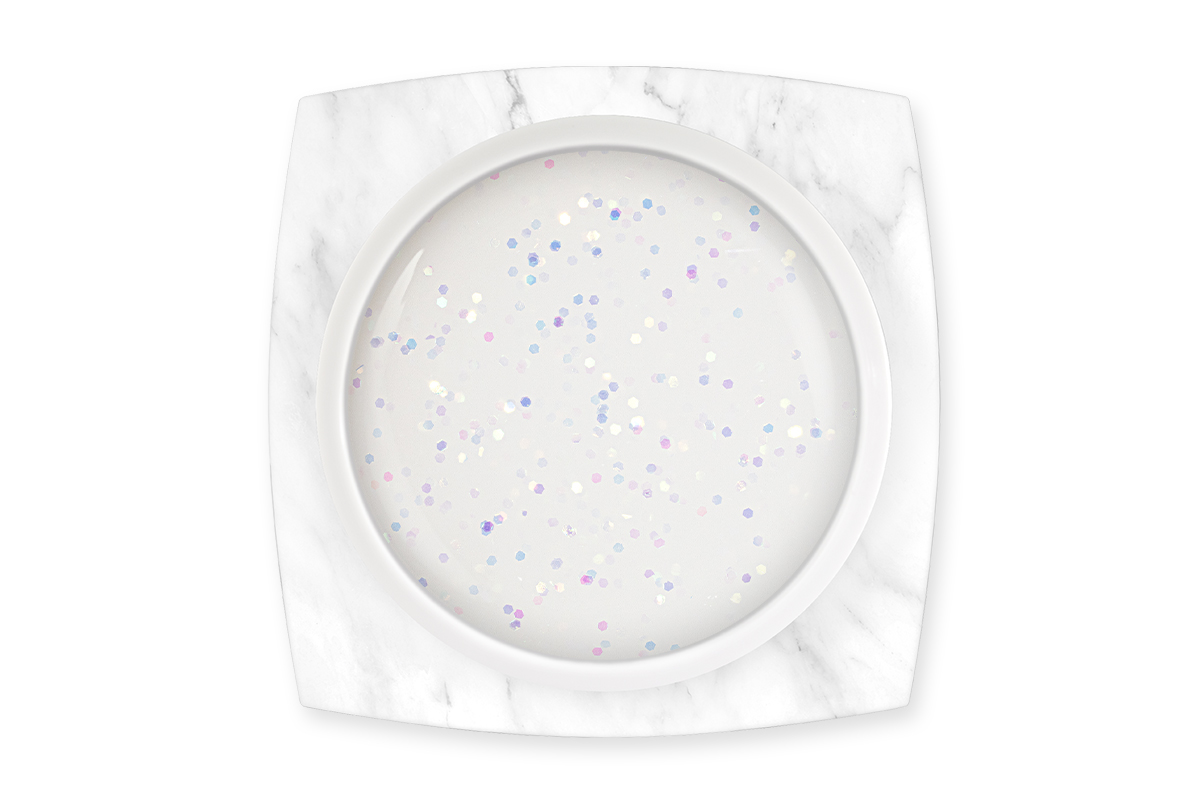 Jolifin LAVENI PRO - fibreglass gel milky white glitter 15ml