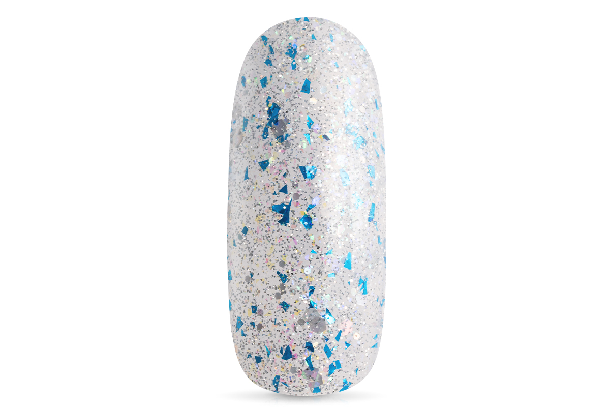 Jolifin LAVENI Shellac - Top-Coat ohne Schwitzschicht FlashOn blue flakes 10ml