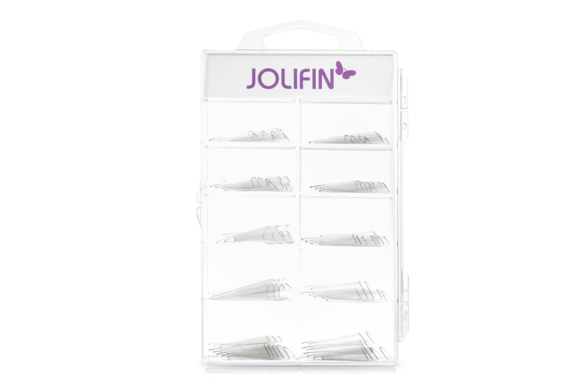 Jolifin 100 tip box - classic Stiletto clear