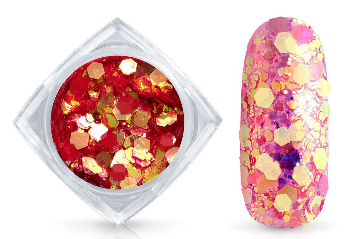 Jolfin Hexagon glitter mix - mermaid peach