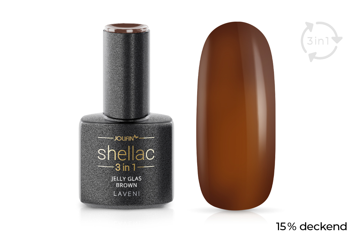 Jolifin LAVENI 3in1 Shellac - Jelly jar brown 10ml