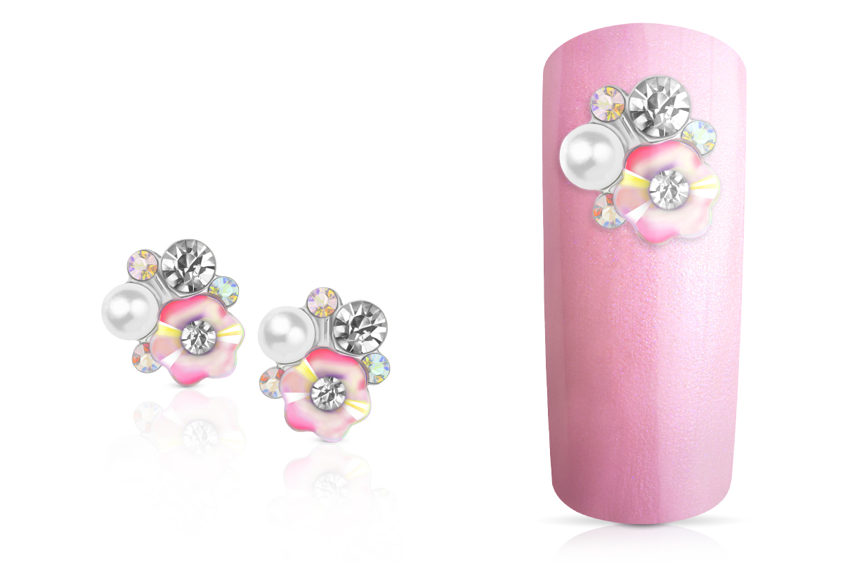 Jolifin Overlay Flower with Rhinestones pink