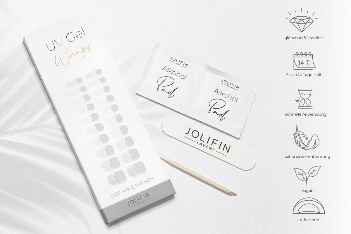 Jolifin LAVENI UV Gel Wraps - elegance French
