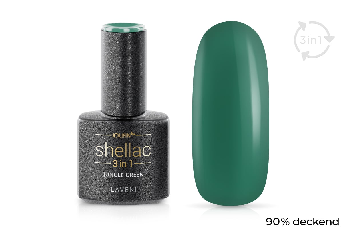 Jolifin LAVENI 3in1 Shellac - jungle green 10ml
