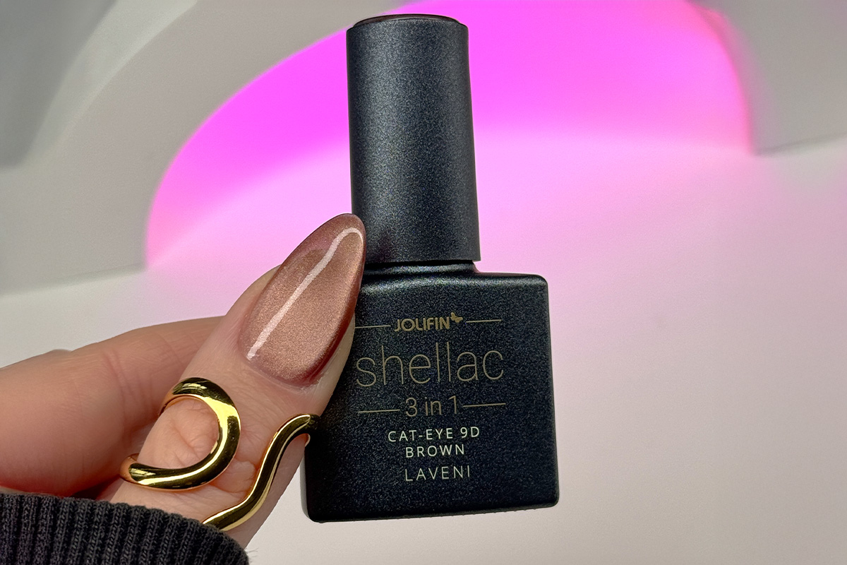Jolifin LAVENI 3in1 Shellac - Cat-Eye 9D brown 10ml