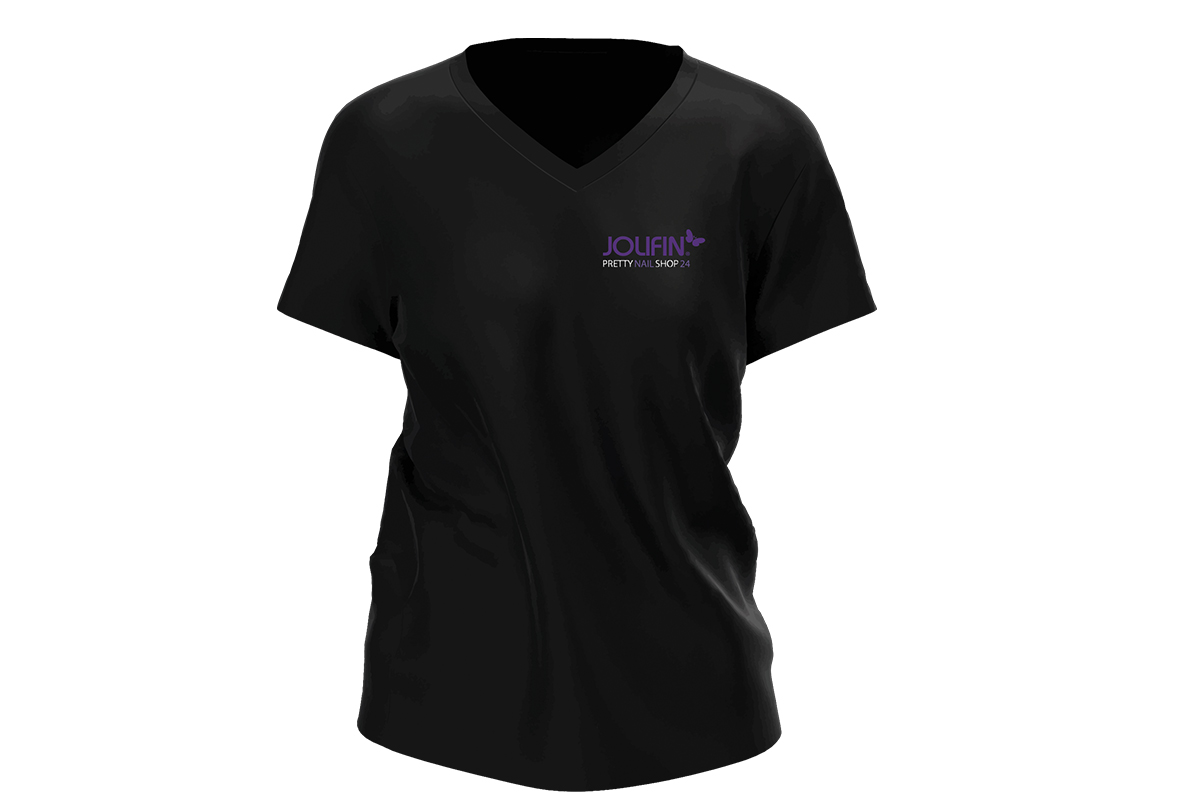 Jolifin T-Shirt V-Ausschnitt - schwarz Gr. L
